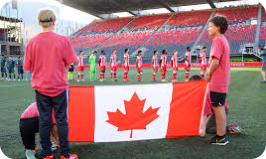 Canadians playing soccer